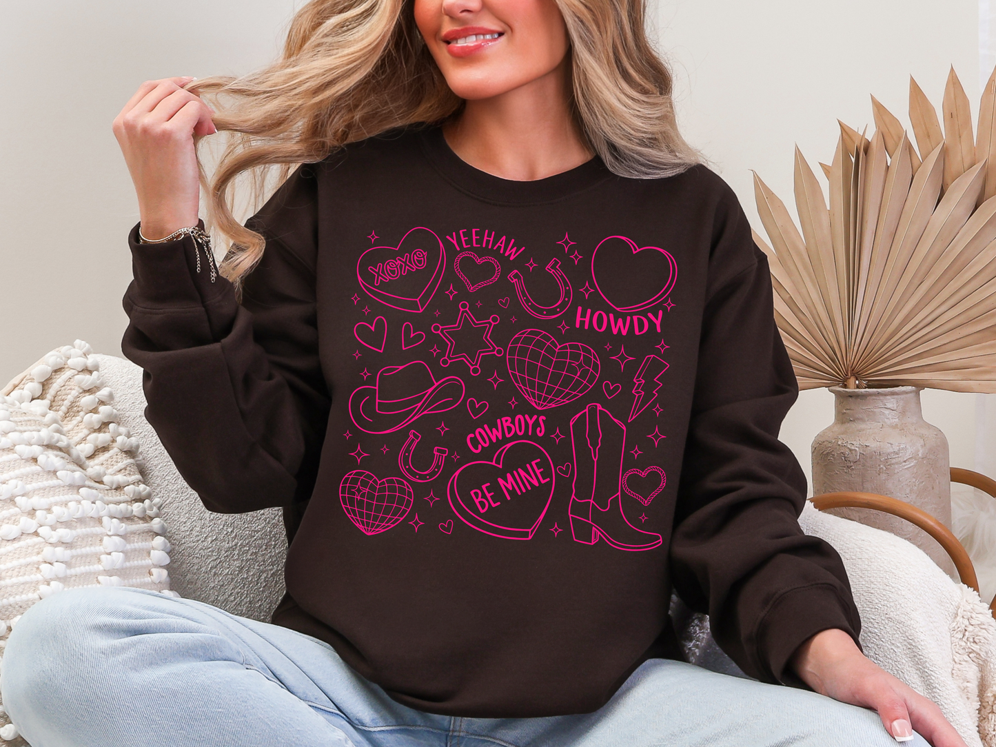 "Cowboy Romance Doodles" Crewneck