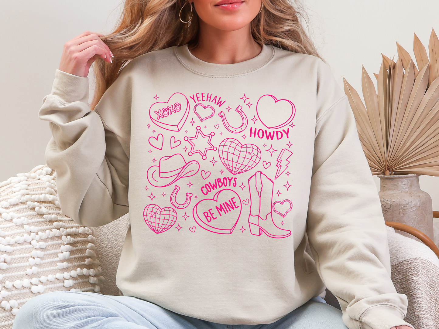 "Cowboy Romance Doodles" Crewneck