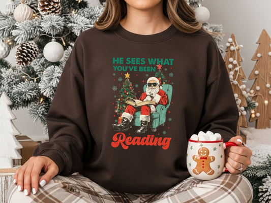 "He Sees What You've Been Reading" Crewneck