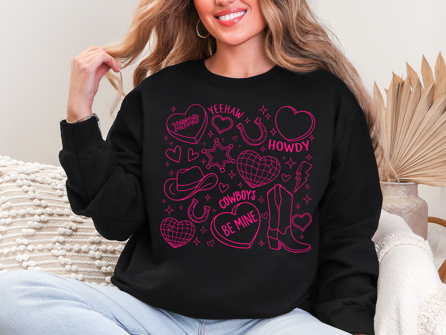 "Cowboy Romance Doodles" Crewneck