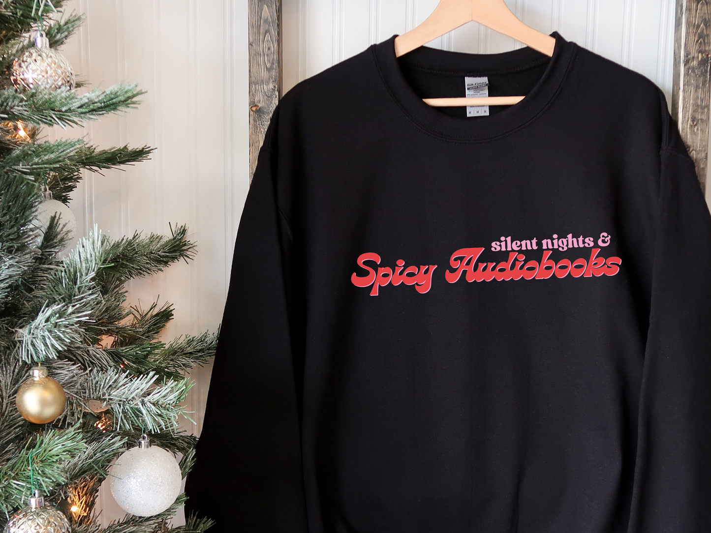"Silent Nights and Spicy Audiobooks" Crewneck