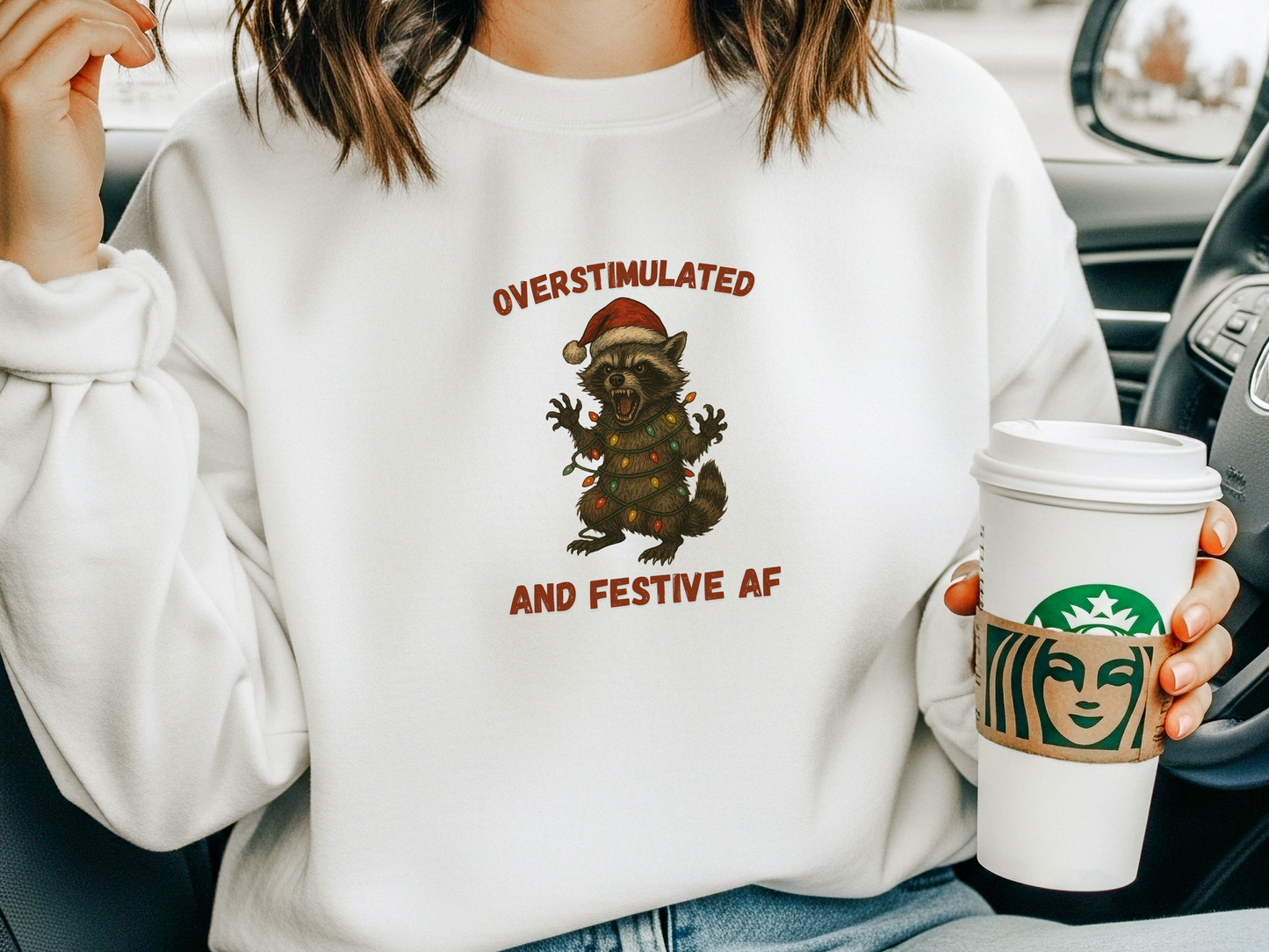 "Overstimulated and Festive AF" Crewneck