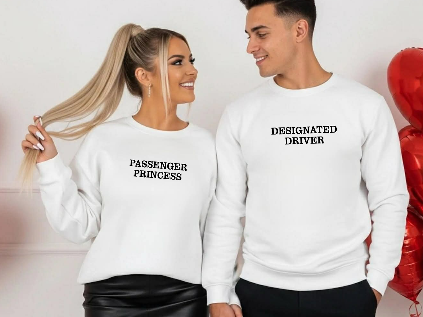 "Passenger Princess / Designated Driver" Couple Crewnecks