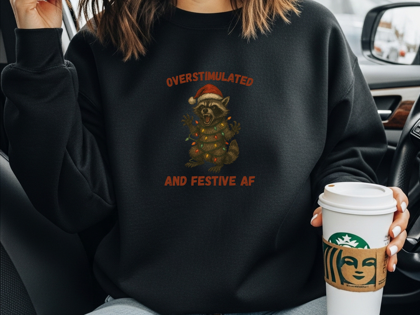 "Overstimulated and Festive AF" Crewneck