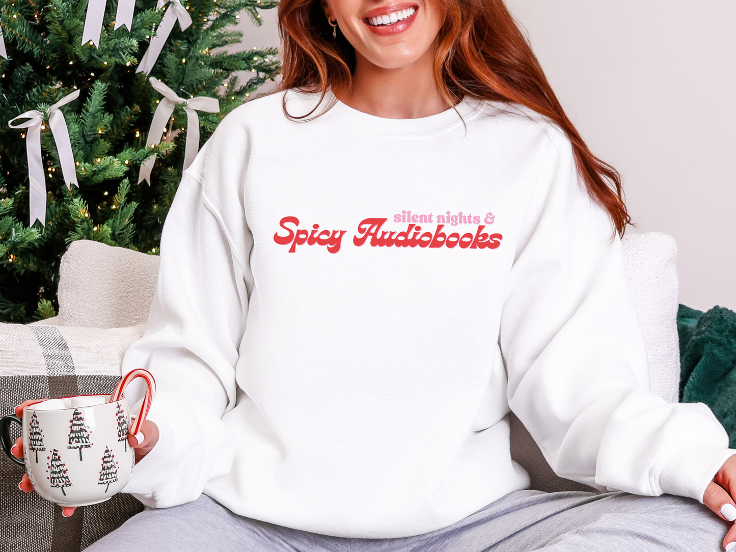 "Silent Nights and Spicy Audiobooks" Crewneck