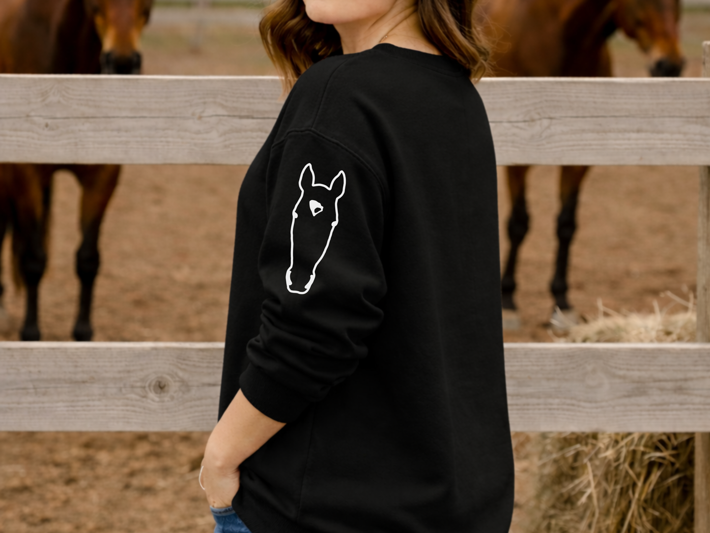 "Heart Horse + Custom Horse Outline" Crewneck