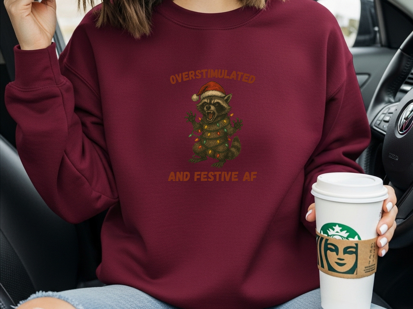 "Overstimulated and Festive AF" Crewneck