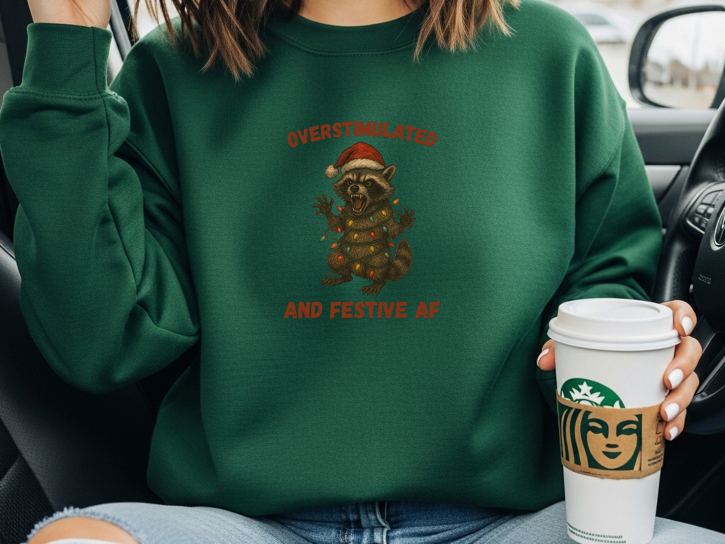 "Overstimulated and Festive AF" Crewneck