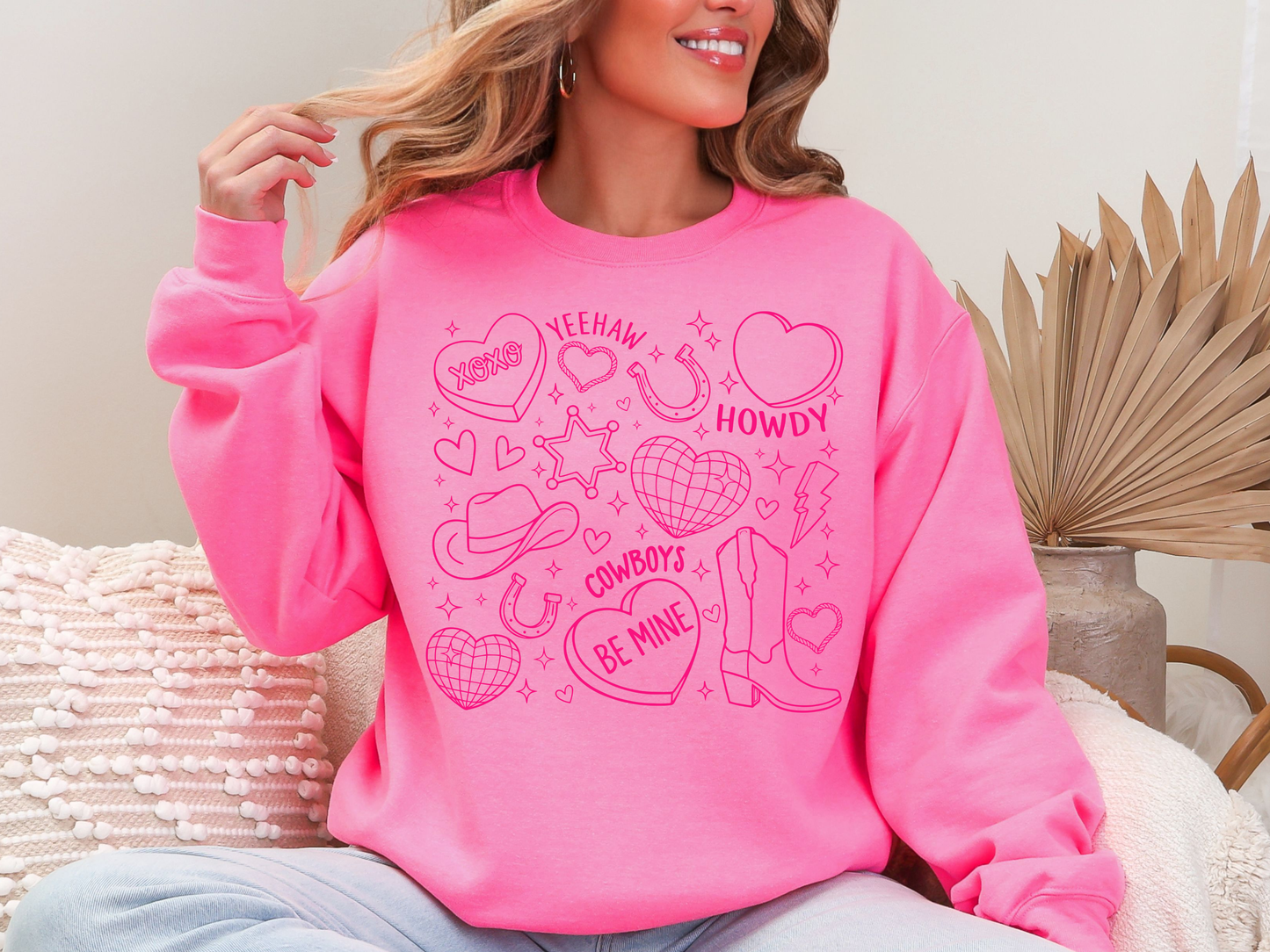 "Cowboy Romance Doodles" Crewneck