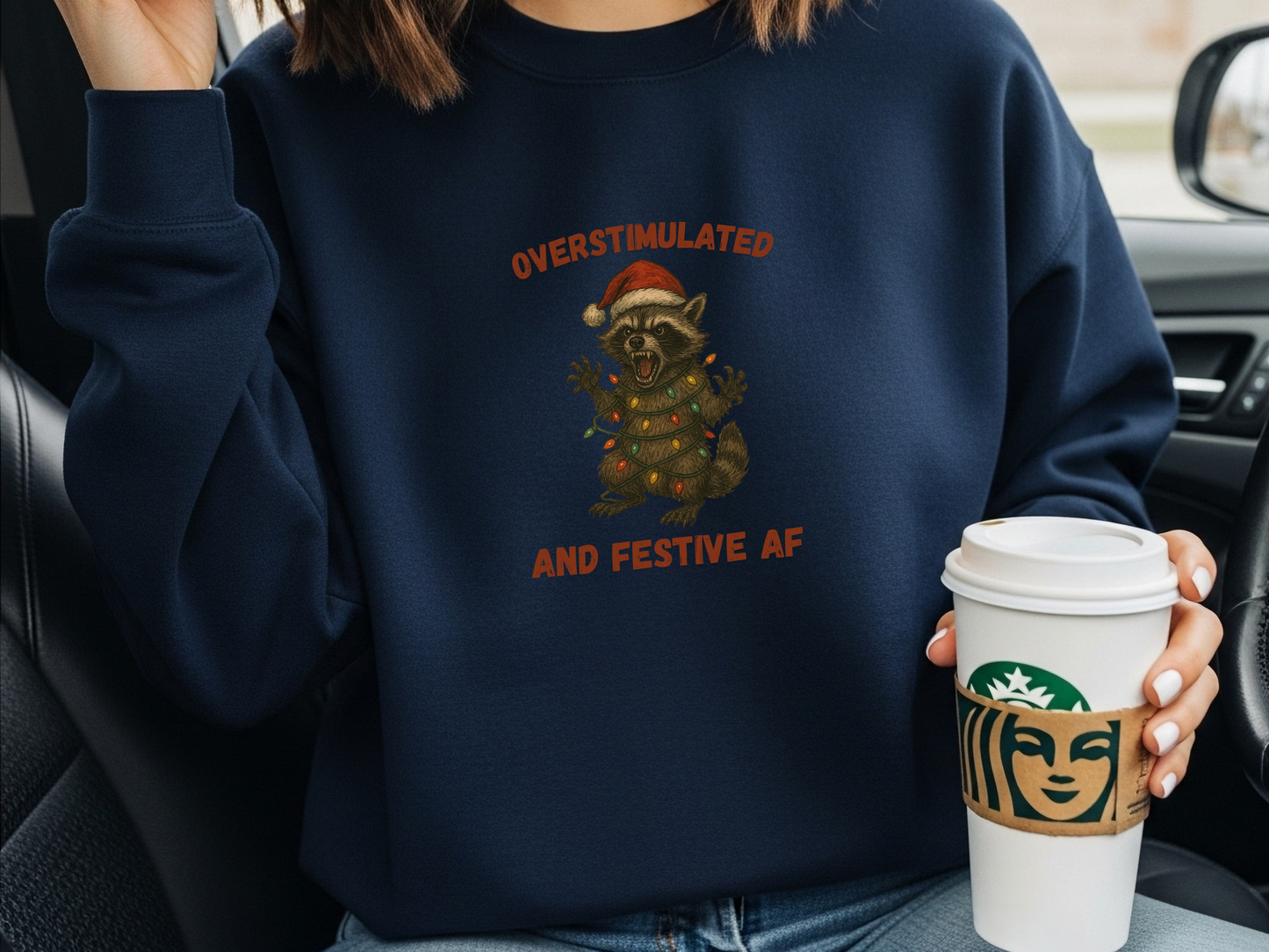 "Overstimulated and Festive AF" Crewneck