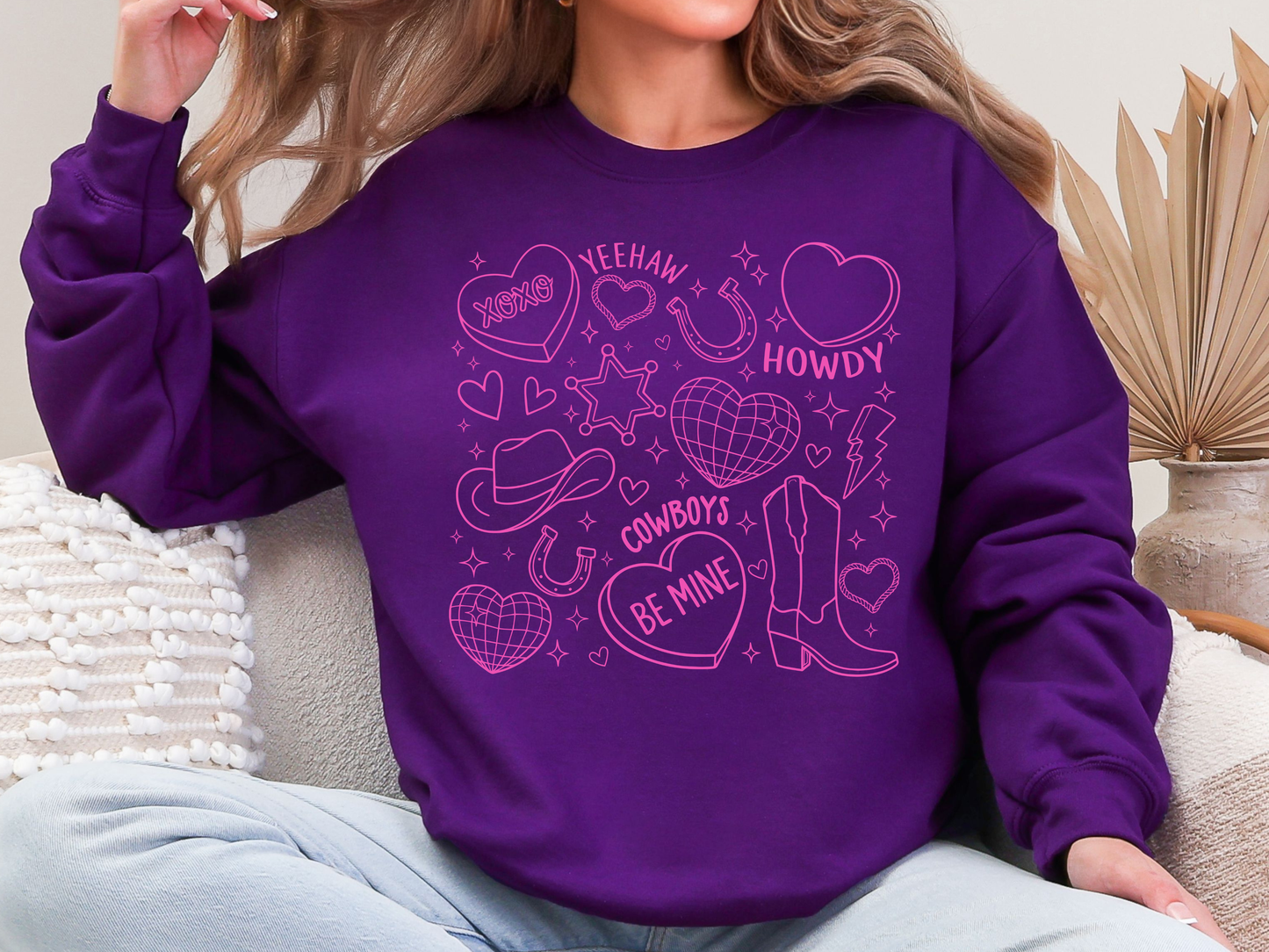 "Cowboy Romance Doodles" Crewneck