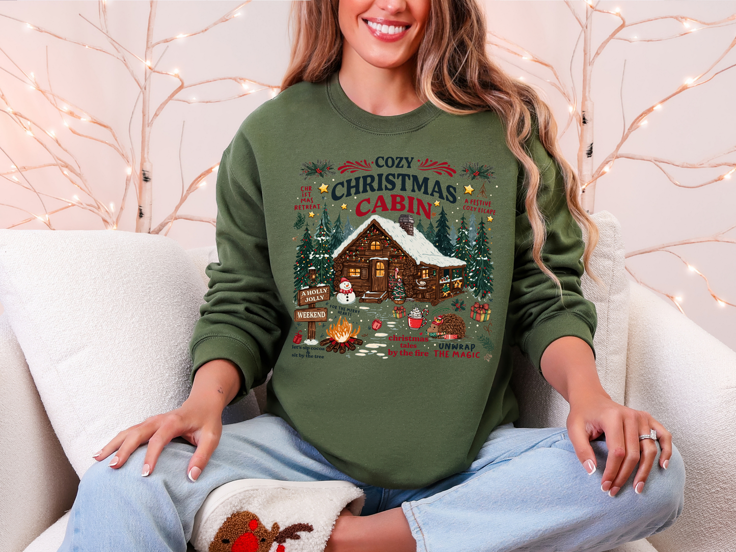 "Cozy Christmas Cabin" Crewneck