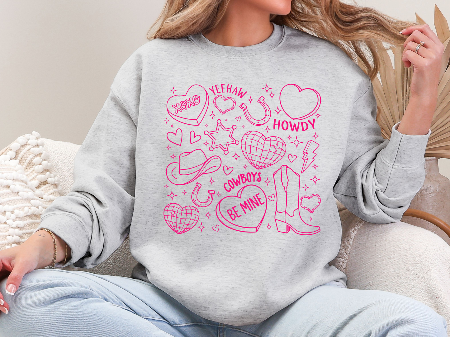 "Cowboy Romance Doodles" Crewneck