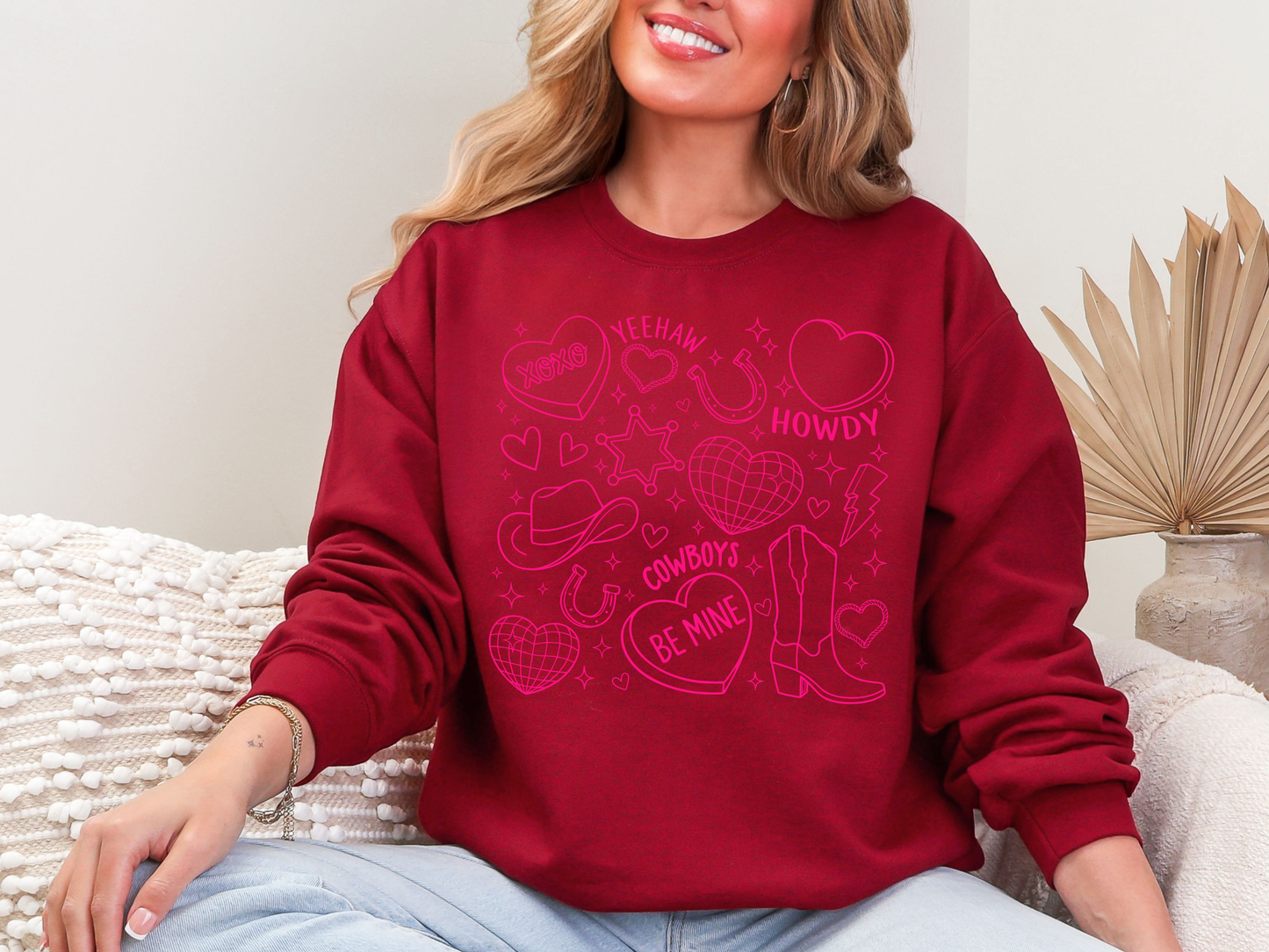 "Cowboy Romance Doodles" Crewneck
