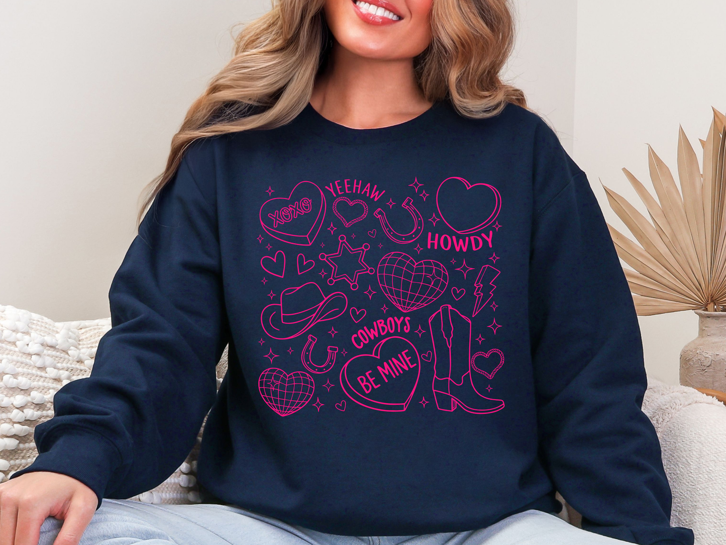 "Cowboy Romance Doodles" Crewneck