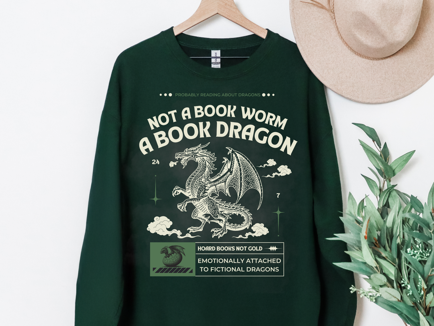 "Not A Book Worm, A Book Dragon" Crewneck