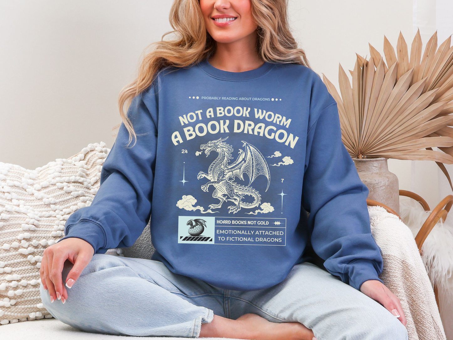 "Not A Book Worm, A Book Dragon" Crewneck