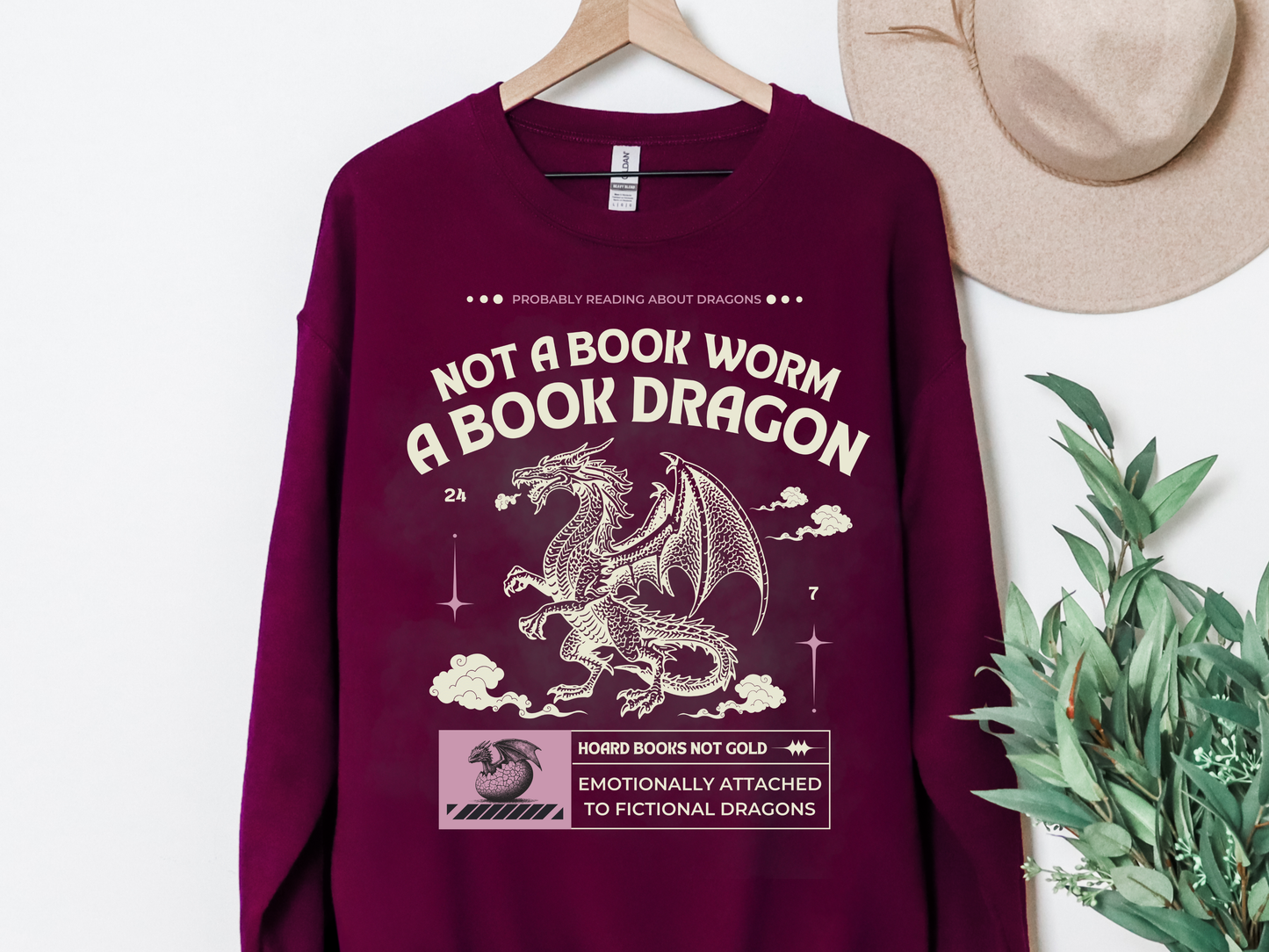 "Not A Book Worm, A Book Dragon" Crewneck