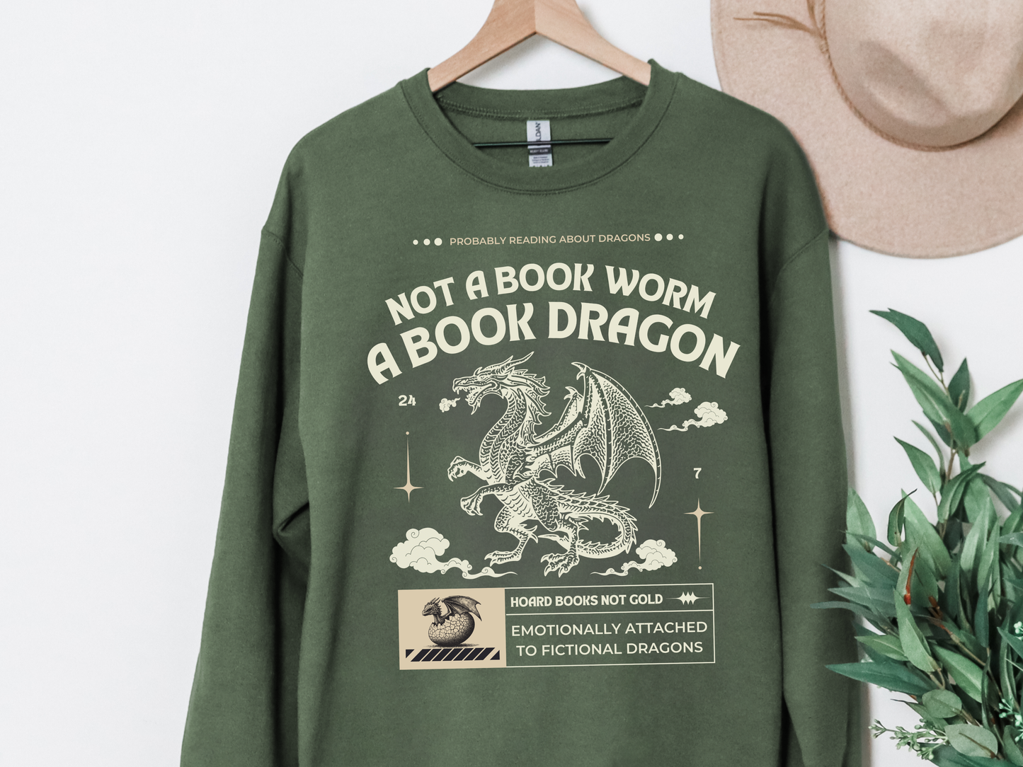 "Not A Book Worm, A Book Dragon" Crewneck