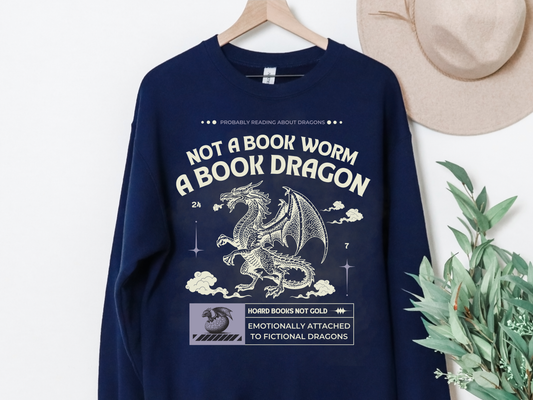 "Not A Book Worm, A Book Dragon" Crewneck