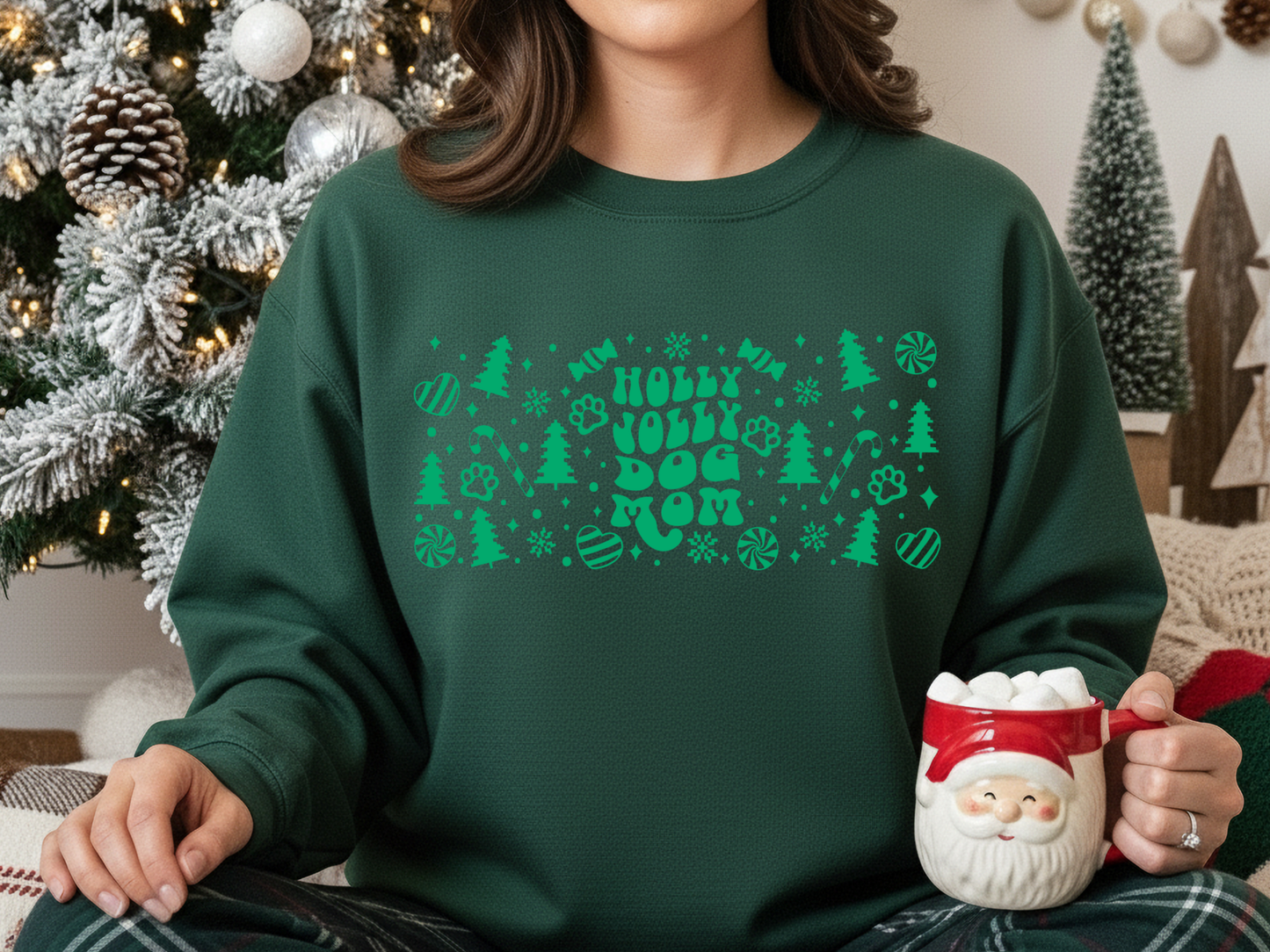 "Holly Jolly Dog Mom" Crewneck