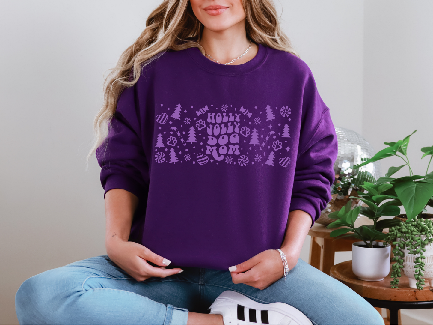 "Holly Jolly Dog Mom" Crewneck