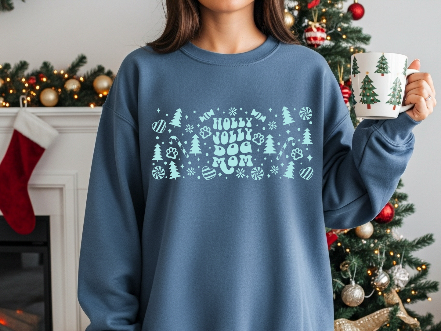 "Holly Jolly Dog Mom" Crewneck