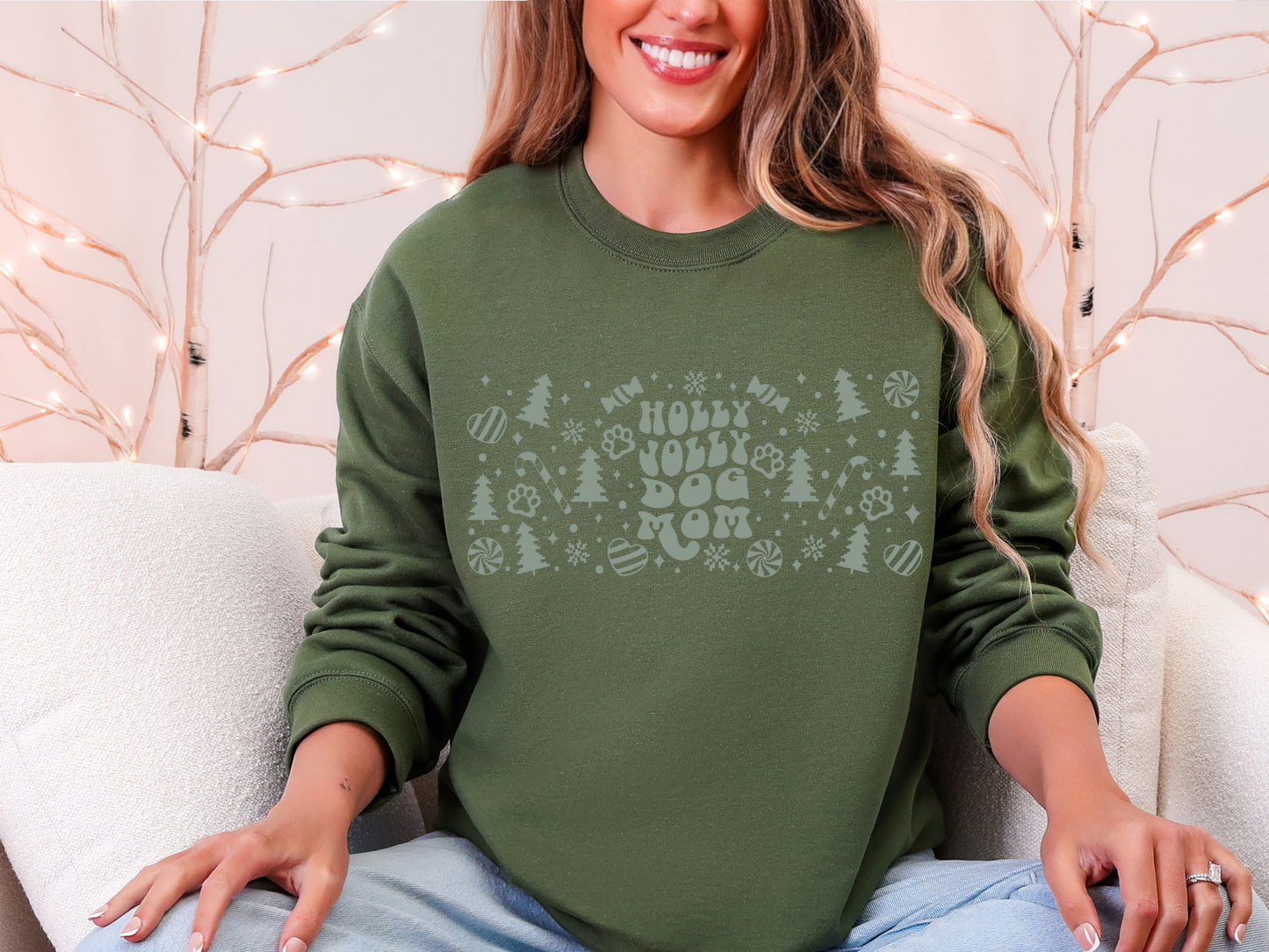 "Holly Jolly Dog Mom" Crewneck