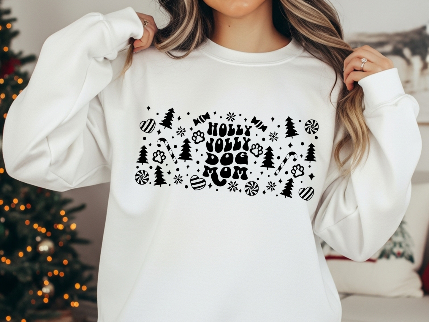 "Holly Jolly Dog Mom" Crewneck