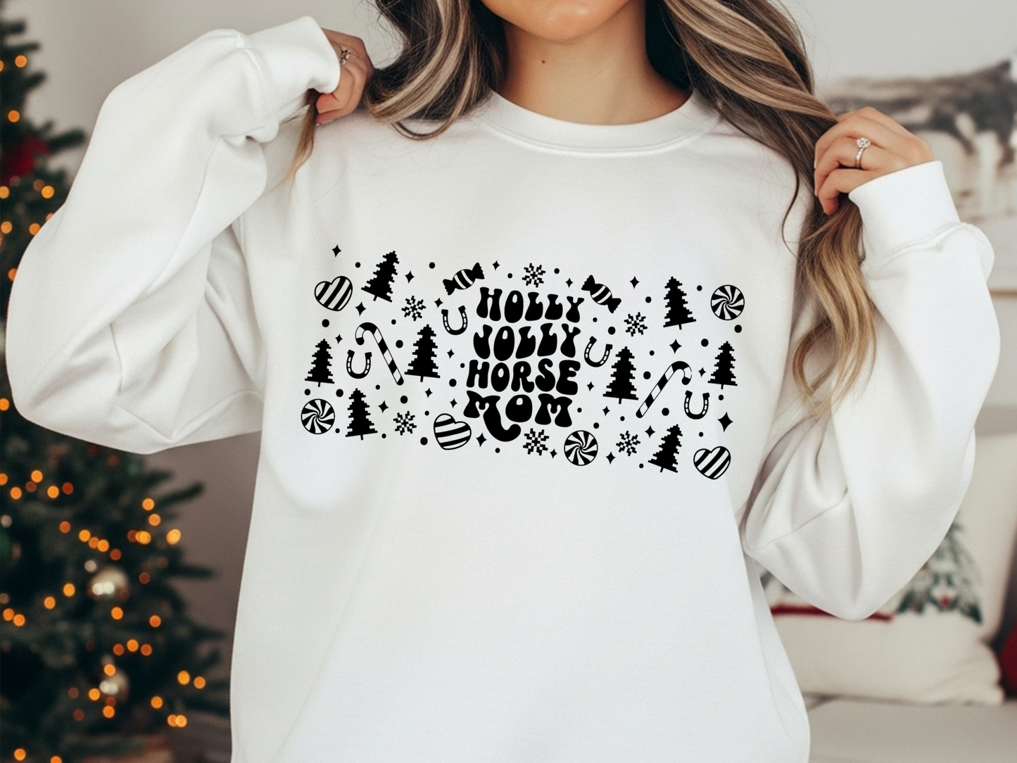 "Holly Jolly Horse Mom" Crewneck